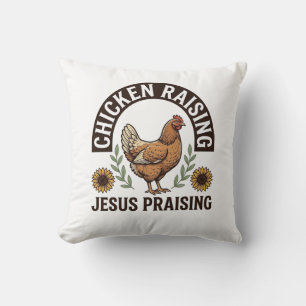 Coussin Chemise de ferme vintage louant Jésus et élevant d