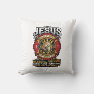 Coussin Chemise de foi chrétienne vintage Jésus pompier