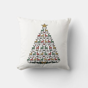 Coussin Chemise de gravure vintage d'arbre de Noël de renn