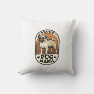 Coussin Chemise de maman Pug Gravure vintage amateur de ch