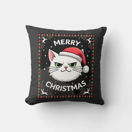 Coussin Chemise de Noël laide Smudge Cat (1) (Recto)