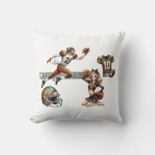 Coussin Chemise de pom-pom girl de football à imprimé anim