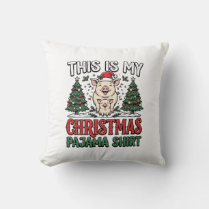 Coussin Chemise de pyjama de Noël Cochon Mignon Vacances V