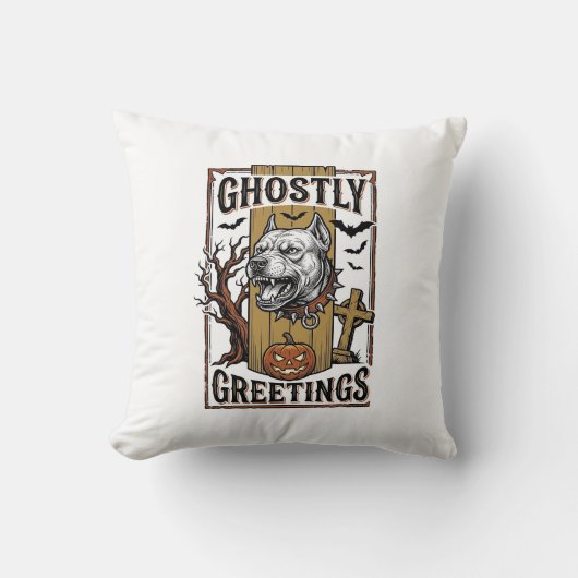 Coussin Chemise de salutations fantomatiques Gravure vinta (Recto)