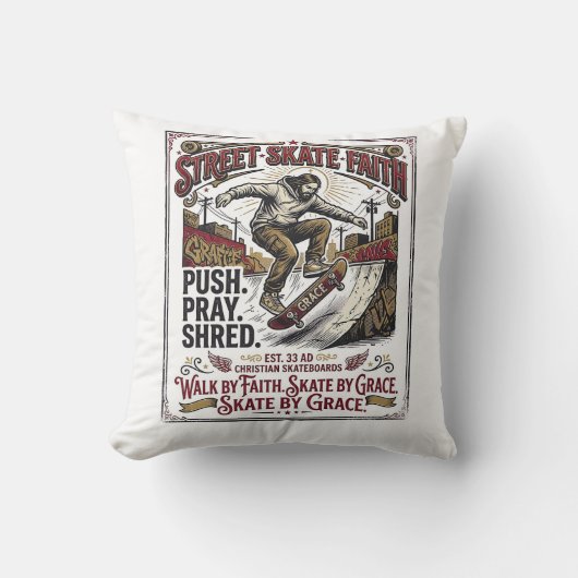 Coussin Chemise de skate longboard Jésus chrétien (Recto)