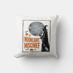 Coussin Chemise de sorcière vintage silhouette de lune d'H
