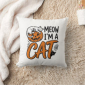 Coussin Chemise de typographie de citrouille de chat drôle (Couverture)