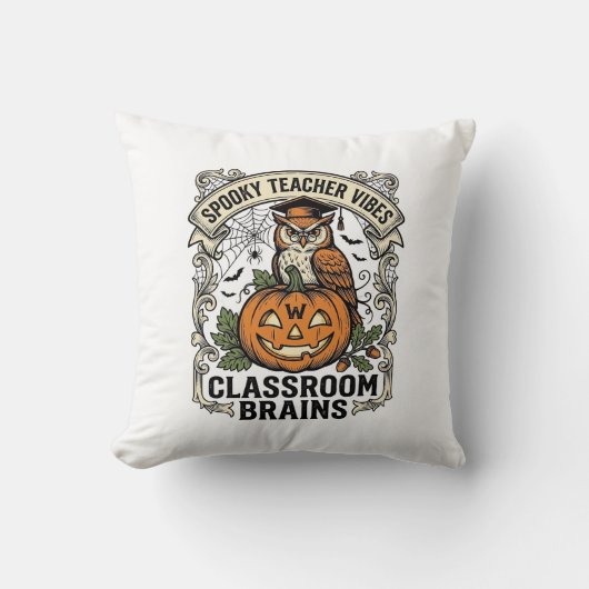 Coussin Chemise d'école vintage de professeur de citrouill (Recto)
