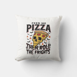 Coussin Chemise d'horreur Pizza Gravure Vintage Soirée Cin