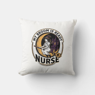 Coussin Chemise d'infirmière Halloween Dessin de balai de
