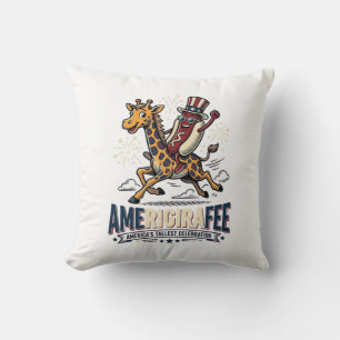 Coussin Chemise drôle de girafe américanophile de hot-dog