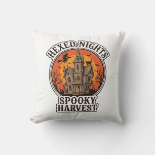Coussin Chemise Halloween Maison Hantée Gravure Vintage De