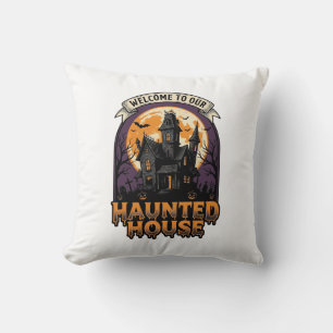 Coussin Chemise Maison Hantée Vintage Halloween Bienvenue 