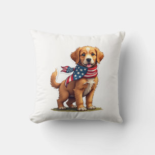 Coussin Chemise Patriotique Vintage American Golden Puppy