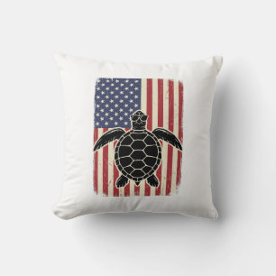 Coussin Chemise patriotique vintage tortue marine drapeau