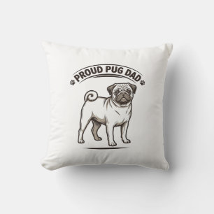 Coussin Chemise Pug Papa Gravure Vintage Design Papa Chien
