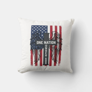 Coussin Chemise Une Nation Sous Dieu Ailes Croix Patriotiq