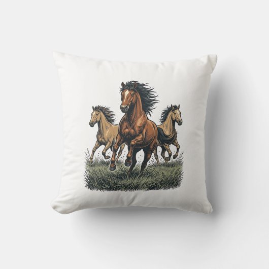 Coussin Chemise vectorielle occidentale de chevaux sauvage (Recto)