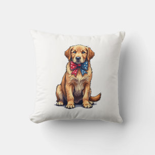 Coussin Chemise vintage de chiot Golden Retriever patrioti