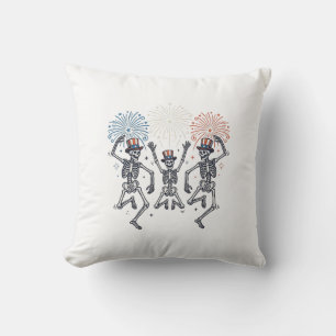 Coussin Chemise Vintage Feux d'Artifice Squelette Dansant