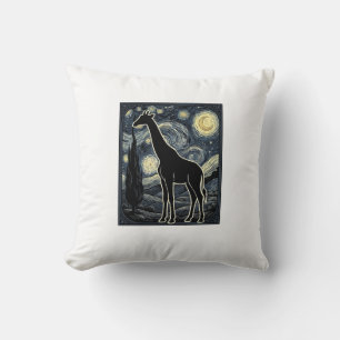 Coussin Chemise vintage gravure girafe nuit étoilée_1
