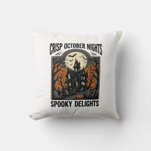 Coussin Chemise vintage Halloween avec nuit d'octobre hant