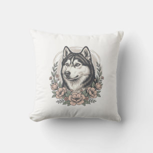 Coussin Chemise vintage Husky Floral Portrait Design_1