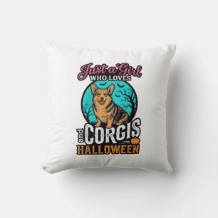 Coussin Chemises à gravure vintage Corgis et fille d'Hallo