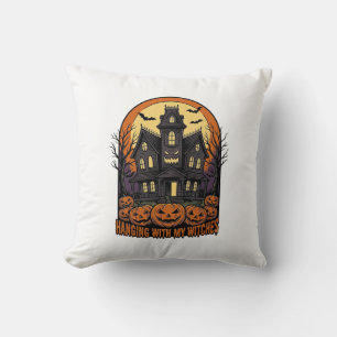 Coussin Chemises de maison hantée Halloween amis sorcières