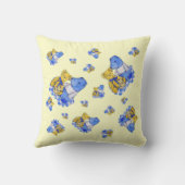 Coussin chèque bleu tissu de pique-nique avec trois vieux  (Verso)