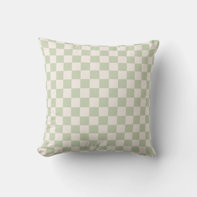Coussin Chèque Pastel Vert À damiers Sage Check (Recto)