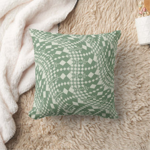 Coussin Chèques déformées en vert