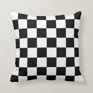 Coussin Chèques en noir et blanc