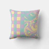 Coussin Chèques et perles Pastel Rose, Jaune, Violet & Ver (Verso)