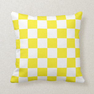 Coussin Chèques jaunes et blancs