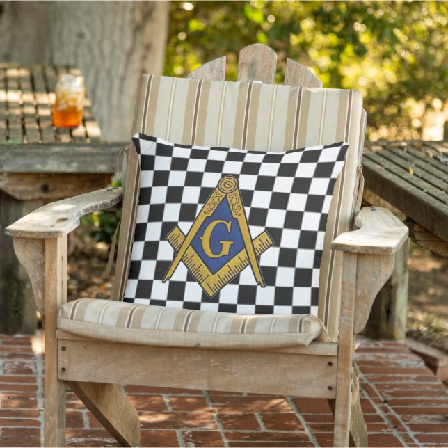 Coussin Chèques maçonniques Freemasons Carré et Compass (Chaise)