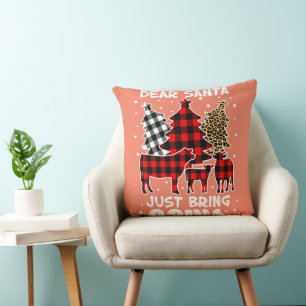 Coussin Cher Père Noël Apporte juste des vaches Buffalo de