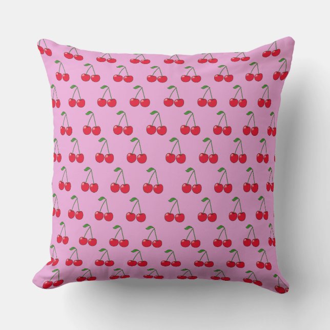 Coussin Cherries pattern pink (Recto)