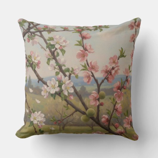 Coussin Cherry Blossom Serenity - Botanical Pillow Art (Recto)
