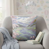 Coussin Cherry Blossoms Pastel Aquarelle Paysage