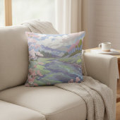 Coussin Cherry Blossoms Pastel Aquarelle Paysage