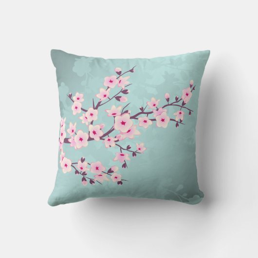 Coussin Cherry Blossoms Turquoise Monogram (Verso)