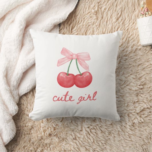 Coussin Cherry Bow Cute Girl Design (Couverture)