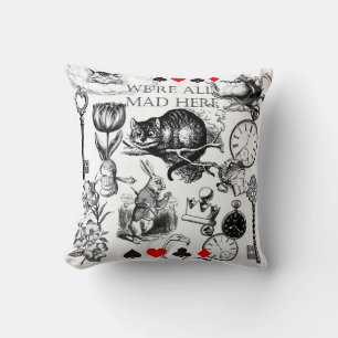 Coussin cheshire cat classique alice dans l'art du pays de