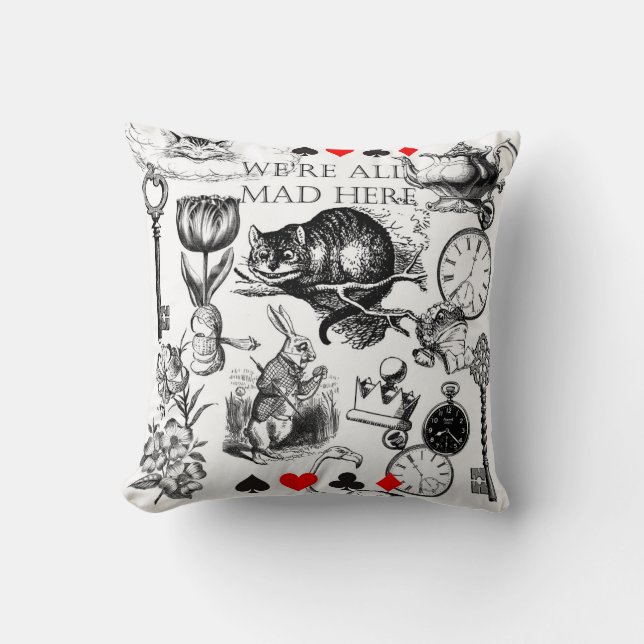 Coussin Cheshire Chat classique alice au merveilleux fou (Recto)