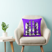 Coussin Chess decor pillow black white purple pillow (Chaise)
