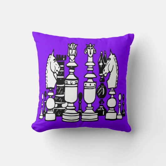 Coussin Chess decor pillow black white purple pillow (Recto)