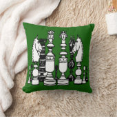 Coussin Chess green decor pillow black white pillow (Couverture)