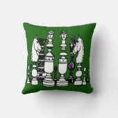 Coussin Chess green decor pillow black white pillow (Verso)