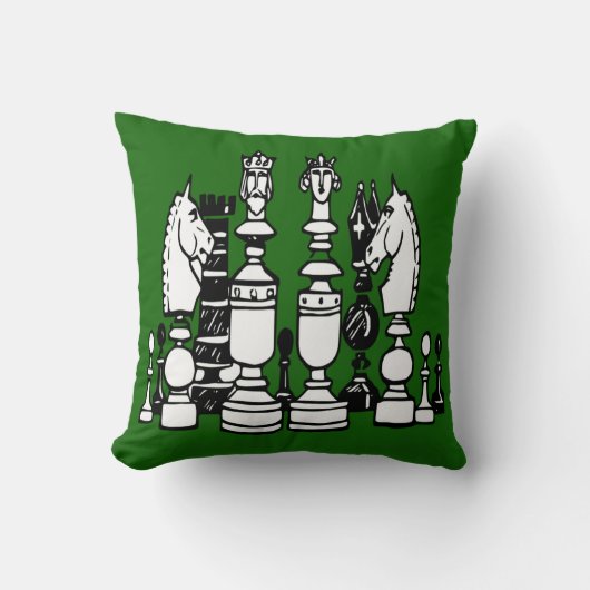 Coussin Chess green decor pillow black white pillow (Recto)